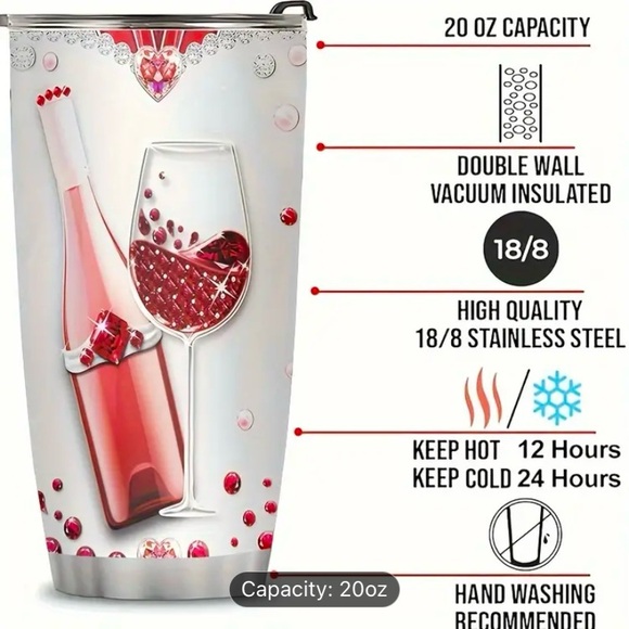 Wine-Themed Tumbler with Rhinestones - Picture 2 of 4